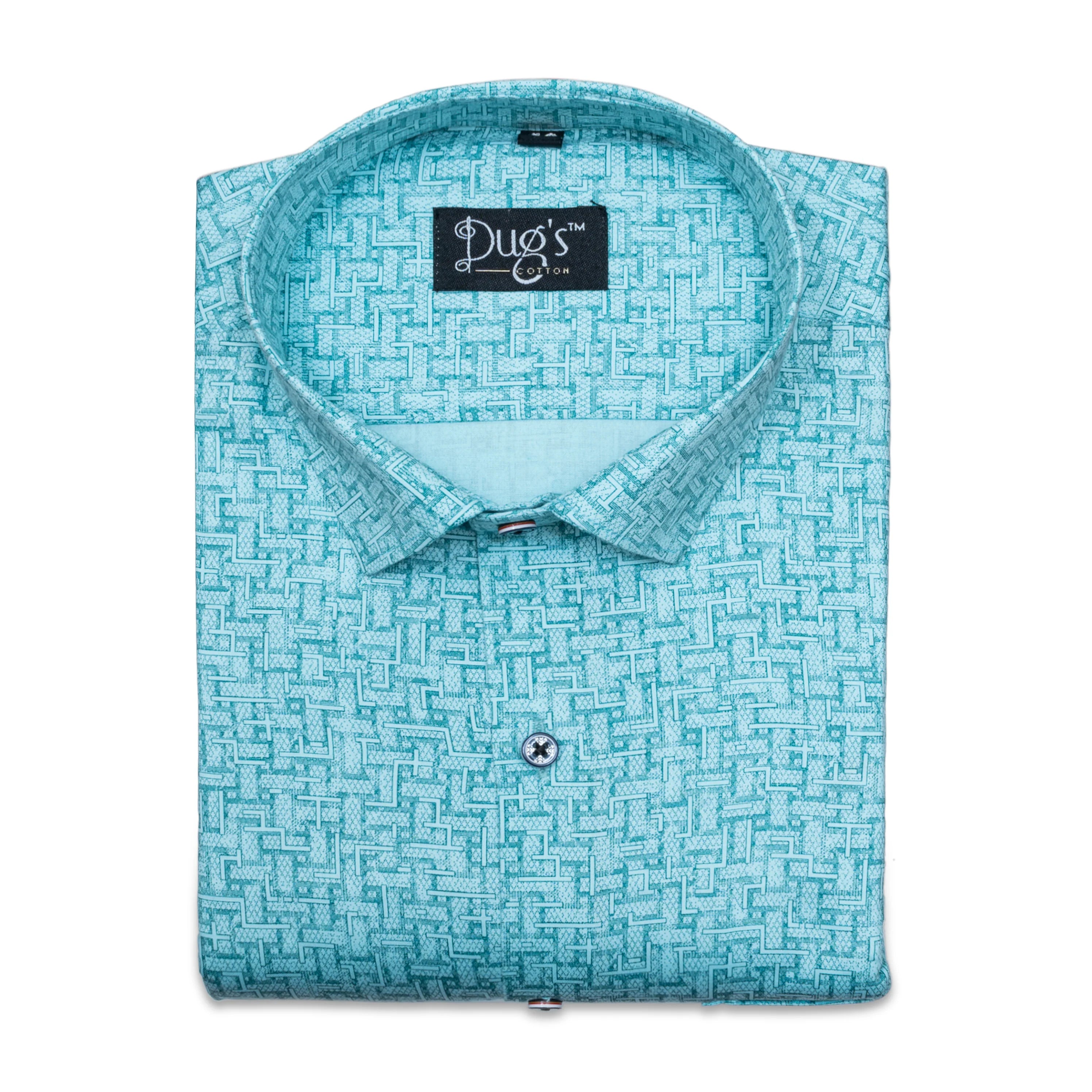 Sky blue hot sale printed shirt