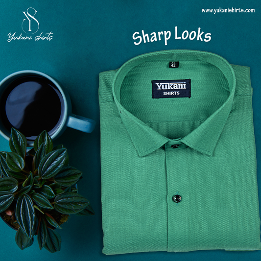 Rama Green Dooby Structure Cotton Shirts