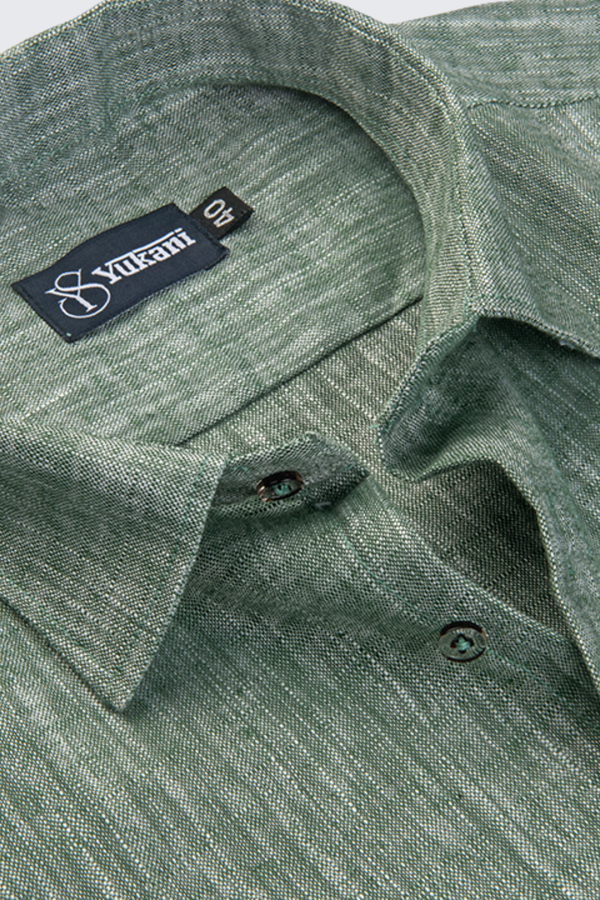 Linen Forest Green Colour Shirts for Men