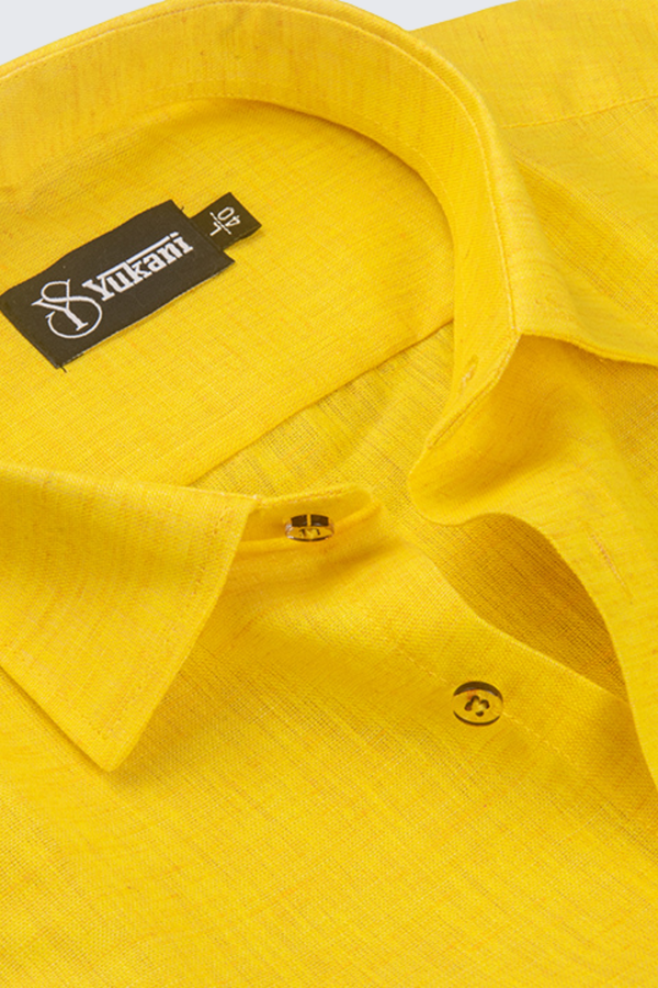Linen Golden Yellow Colour Shirts for Men