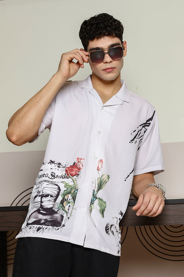 Sparrow White With Pronto Studio Print Shirts