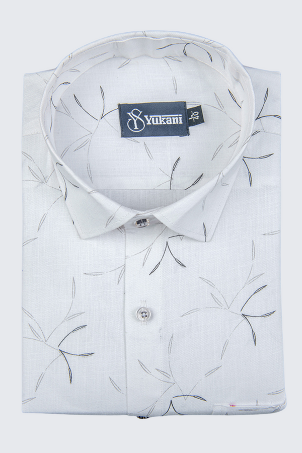 Turkey Linen White With Back Flower Print Shirts