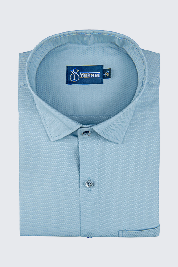 Cluster Ice Blue Colour Cotton Shirts For Men