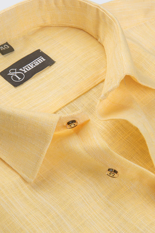 Linen Light Yellow with White Shade Shirts for Men
