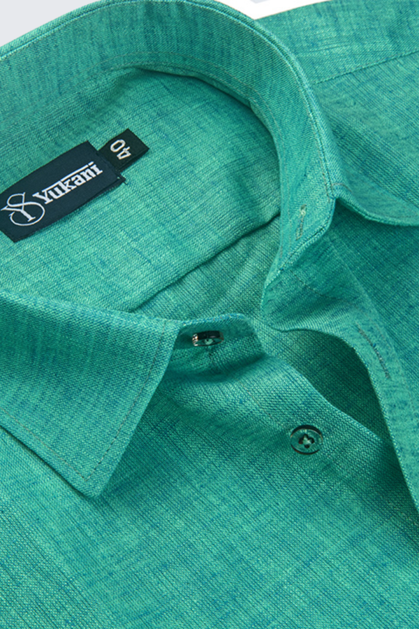 Linen Rama Green Colour Shirts for Men