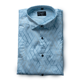 Zickzack blue luxury printed cotton shirts