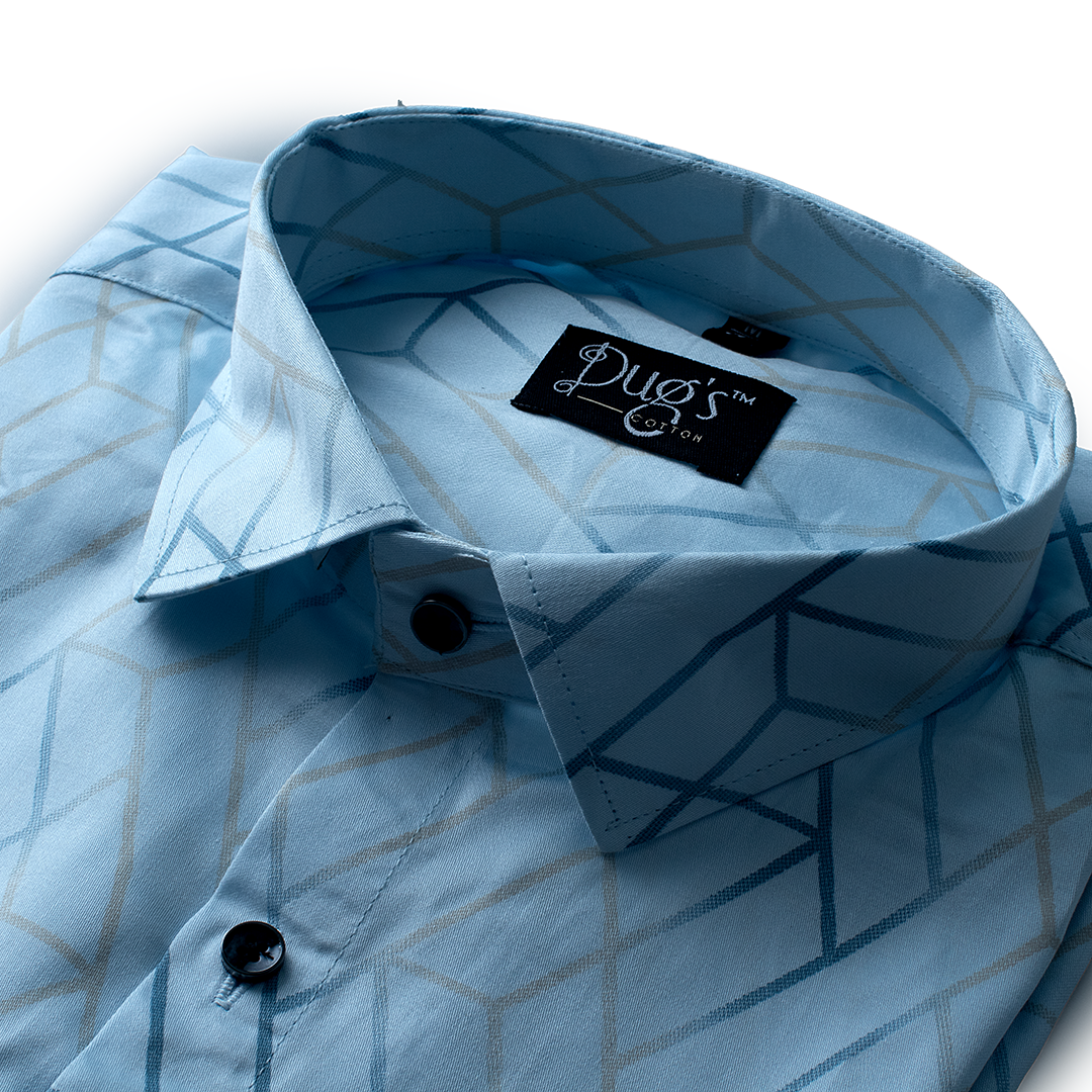 Zickzack blue luxury printed cotton shirts