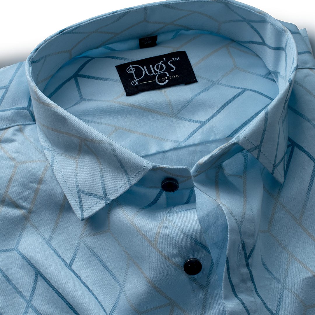 Zickzack blue luxury printed cotton shirts