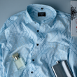 Zickzack blue luxury printed cotton shirts