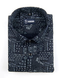 Star Navy Blue with White Mix print linen Cotton Shirts for Men