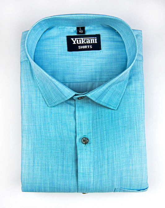 Light sky blue colour solid pure cotton shirts