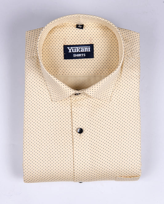 Yellow with black dot print cotton shirts