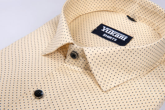 Yellow with black dot print cotton shirts