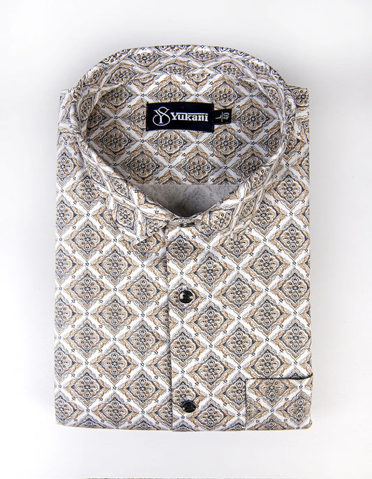 Rajwada White with Fone Mix Cotton Shirts for Men