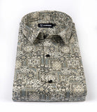 Melbourne Pista Green With Cream Digital Print Cotton Shirts for Men