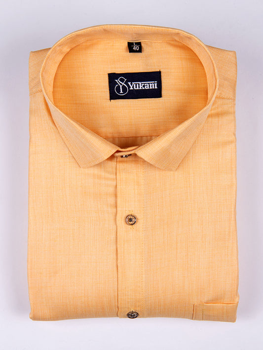 Mango colour solid pure cotton shirts