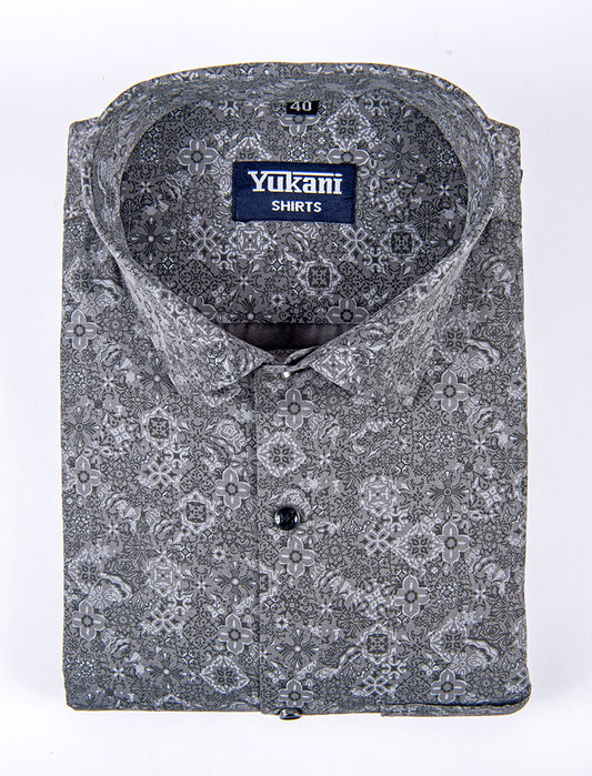 Nebula dark grey with white printed cotton shirts