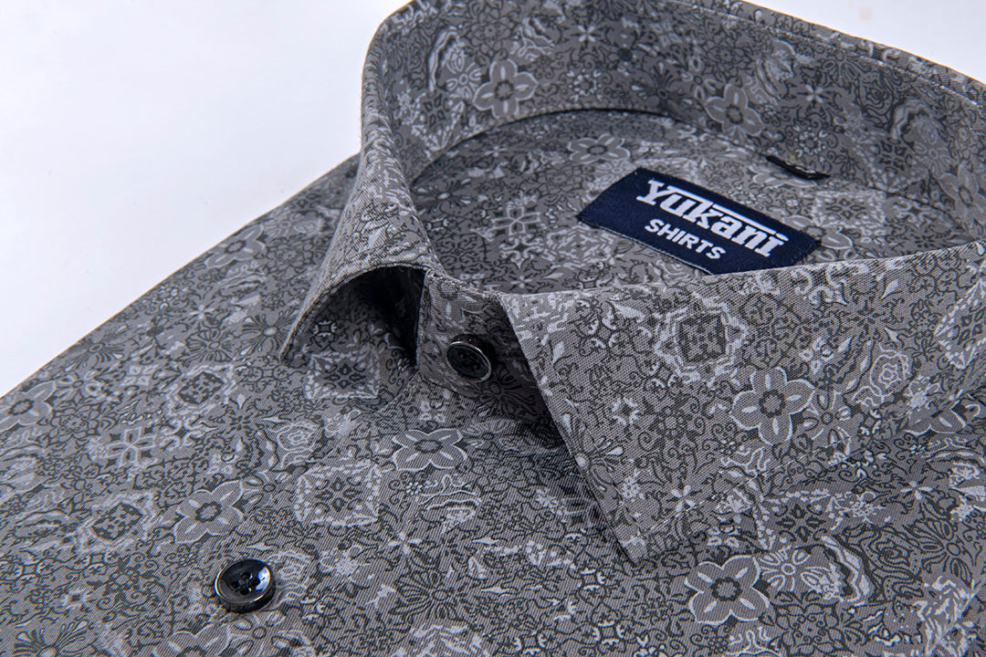 Nebula dark grey with white printed cotton shirts