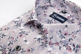 New Linen light gray with blue red mix flower luxury printed Shirts