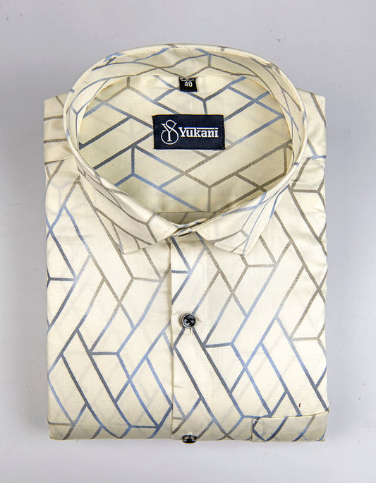 Zickzack Cream luxury cotton printed shirts