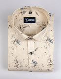 Cream with Blue luxury khadi printed shirts