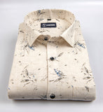 Cream with Blue luxury khadi printed shirts