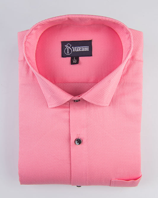 Yukani Pink Premium Dobby Structure Cotton Shirt