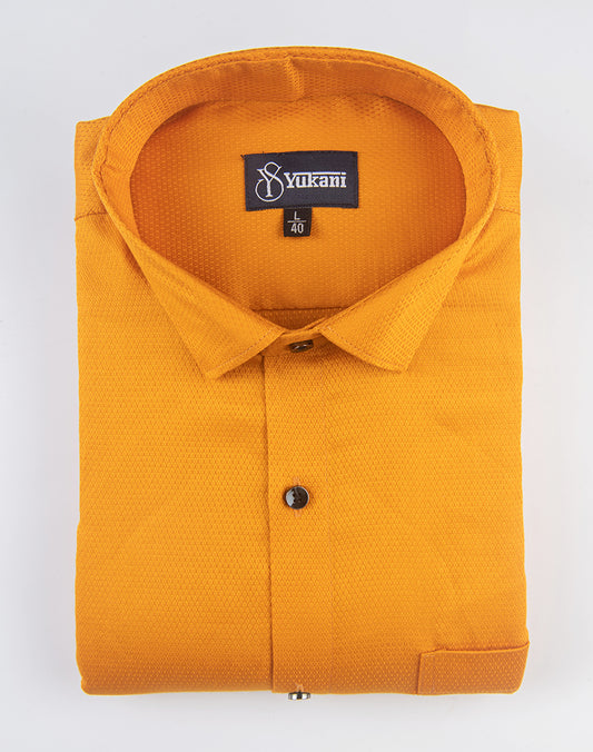 Yukani Dark Orange Premium Dobby Structure Cotton Shirt