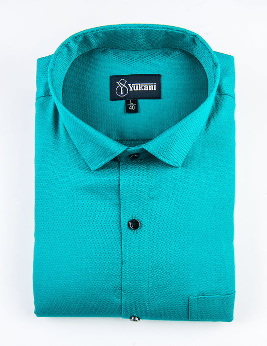 Yukani Rama Green Premium Dobby Structure Cotton Shirt