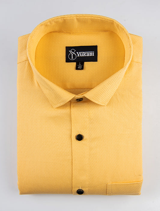 Yukani Yellow Premium Dobby Structure Cotton Shirt