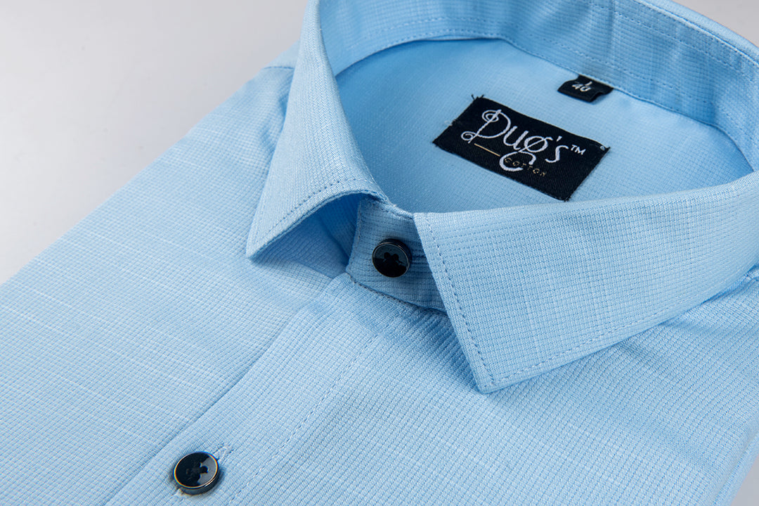 Dugs Sky Blue Dobby Cotton Shirts