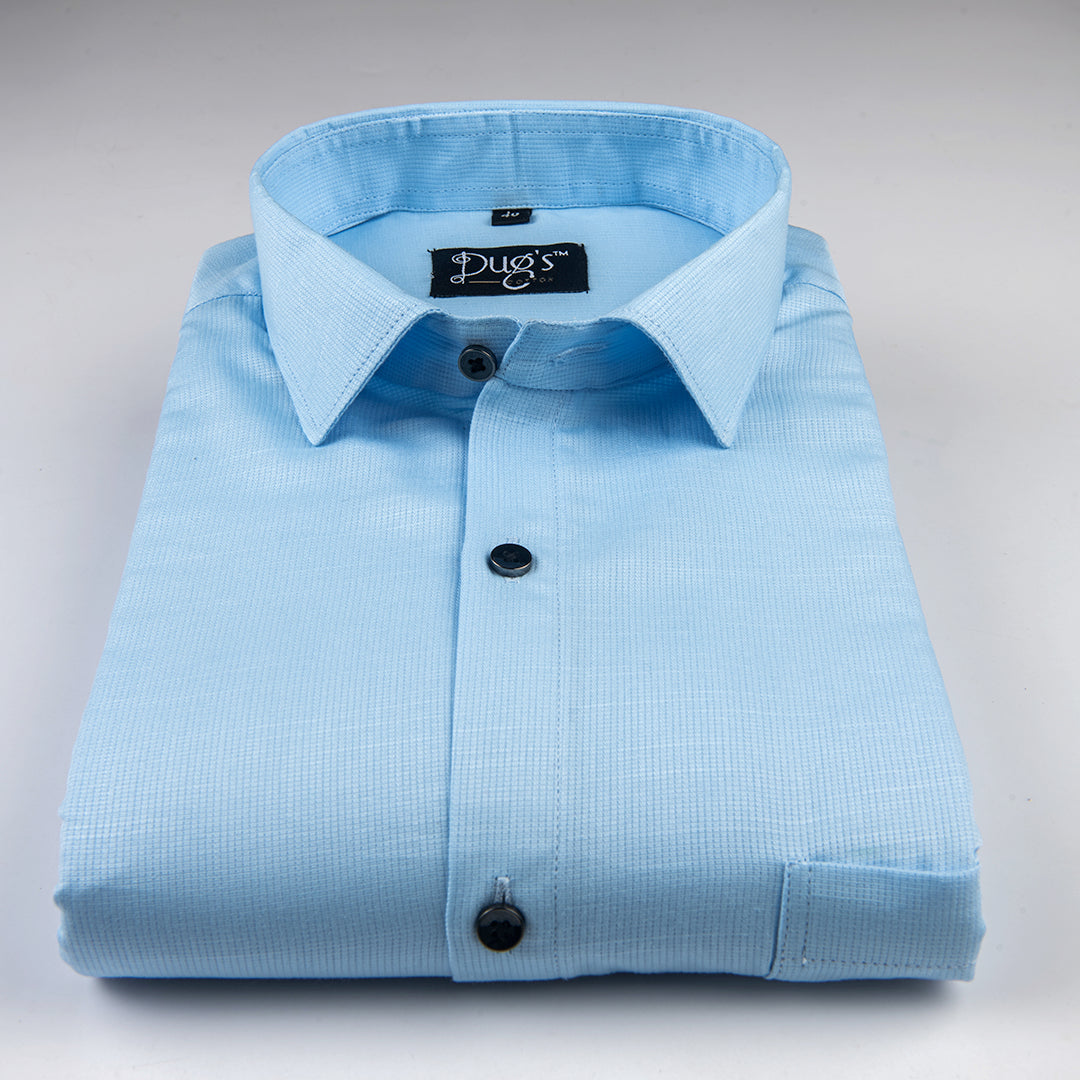 Dugs Sky Blue Dobby Cotton Shirts