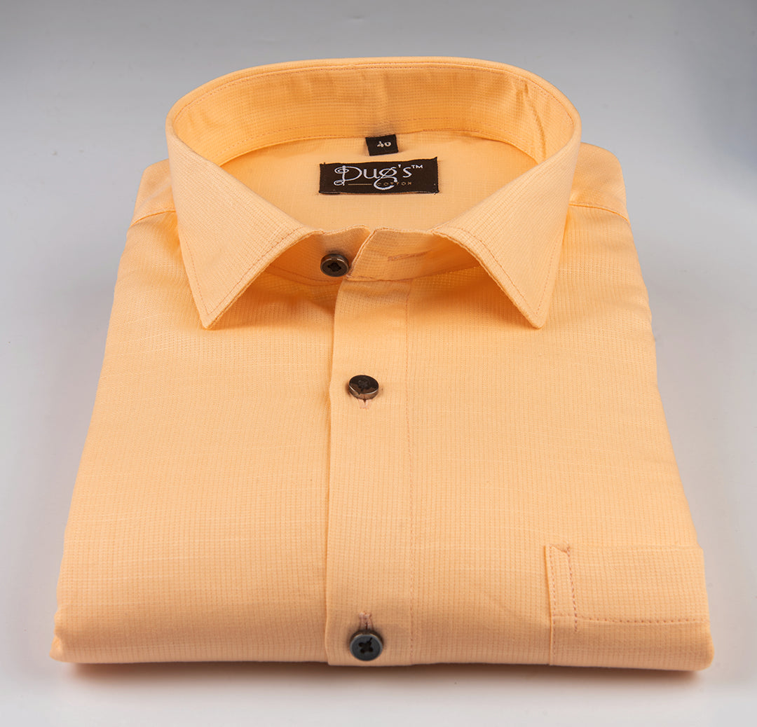 Dugs Light Orange Dobby Cotton Shirt