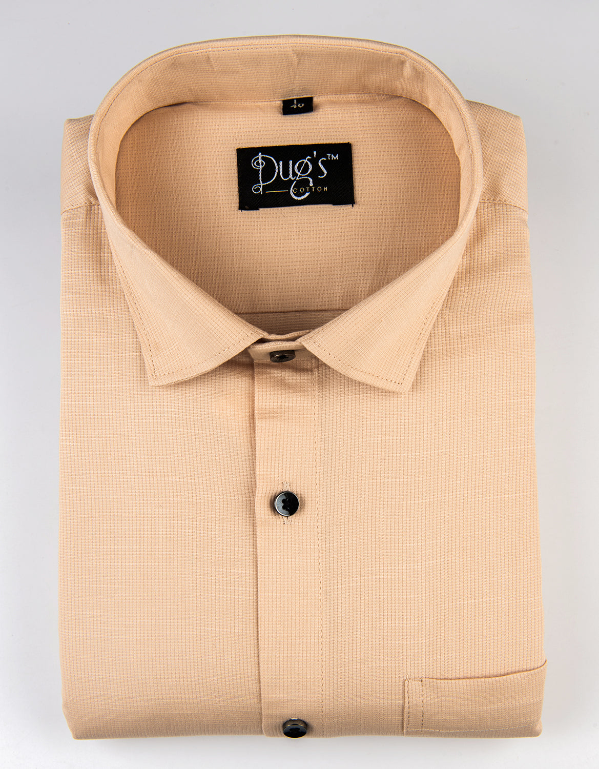 Dugs Light Peach Dobby Cotton Shirt