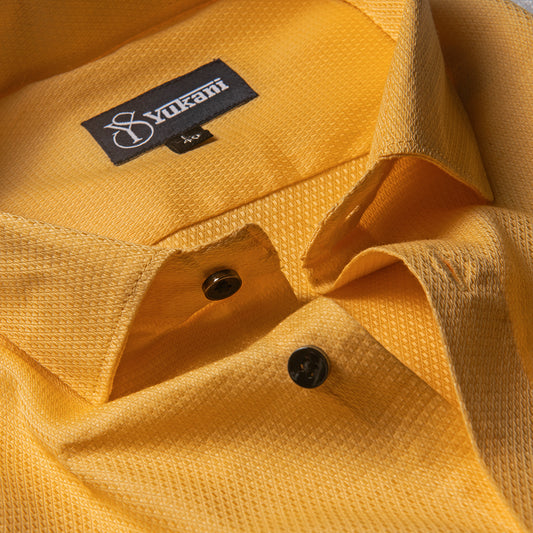 Yukani Yellow Premium Dobby Structure Cotton Shirt