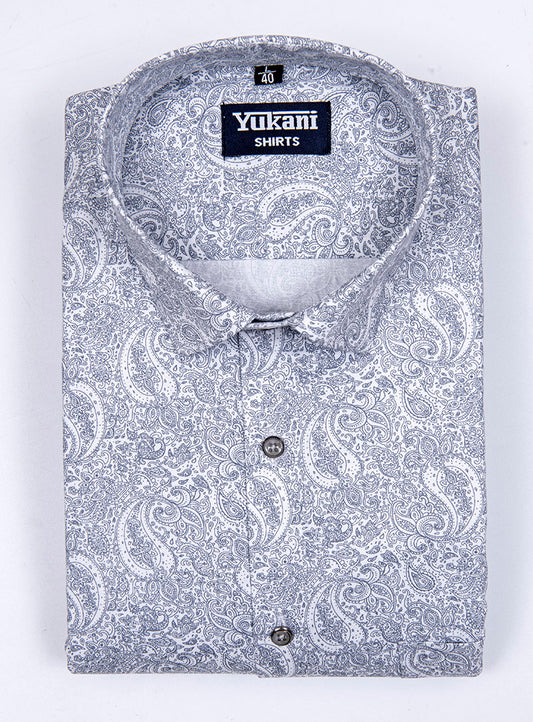 Gray Colour pathan luxury printed cotton shirts