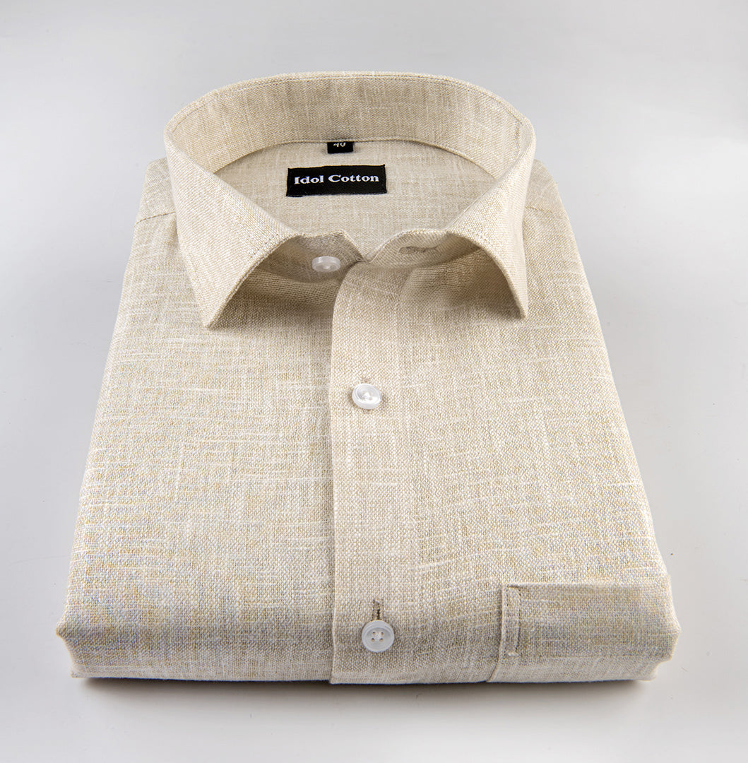 Cream Colour white Thred Linen Shirts