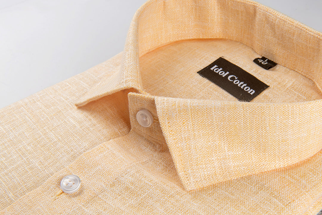 Light Orange Colour white Thred Linen Shirts