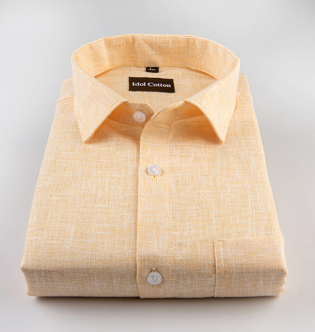 Light Orange Colour white Thred Linen Shirts