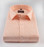 Dark Peach with White Thred Linen Shirts