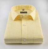 Yellow Colour with White Thred Linen Shirts