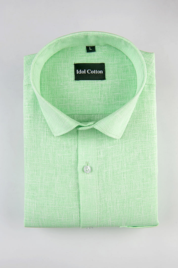 Pista Green with White Thred Linen Shirts