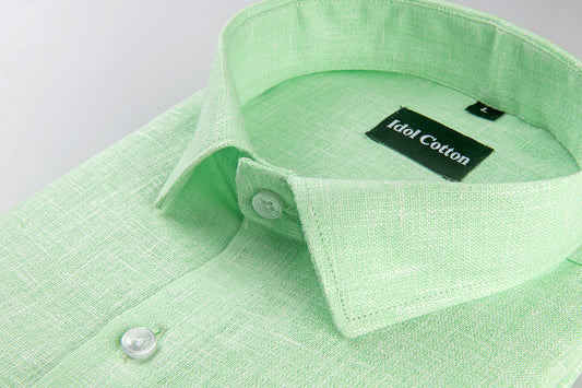 Pista Green with White Thred Linen Shirts