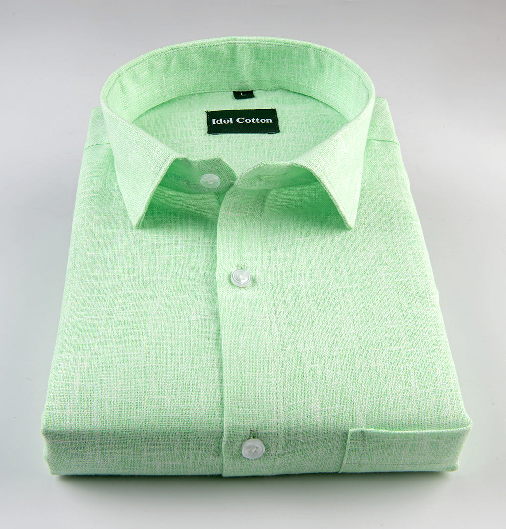 Pista Green with White Thred Linen Shirts