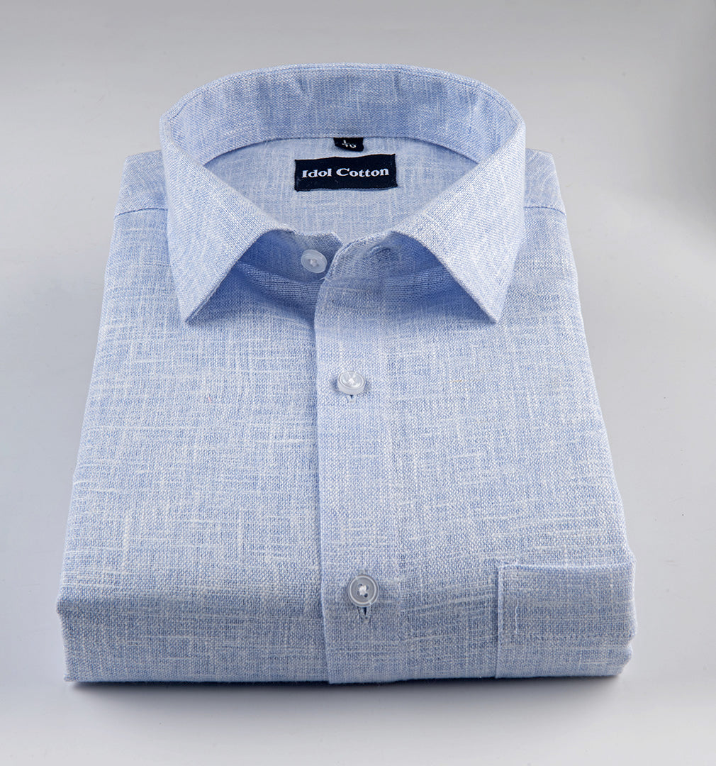 Sky Blue with White Thred Linen Shirts