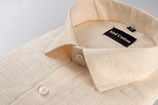 Light Peach with White Thred Linen Shirts