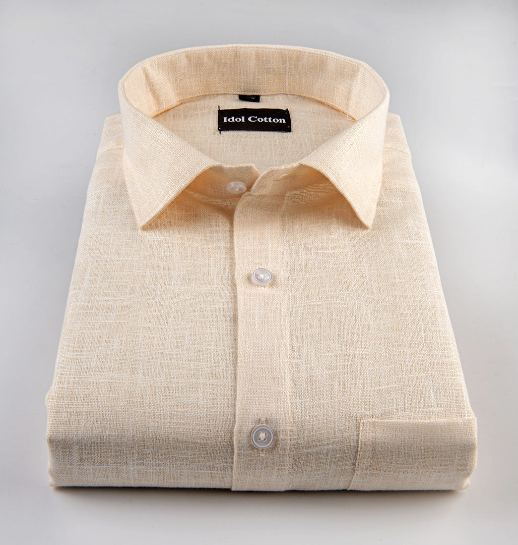 Light Peach with White Thred Linen Shirts