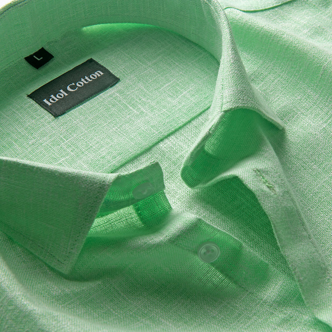 Pista Green with White Thred Linen Shirts