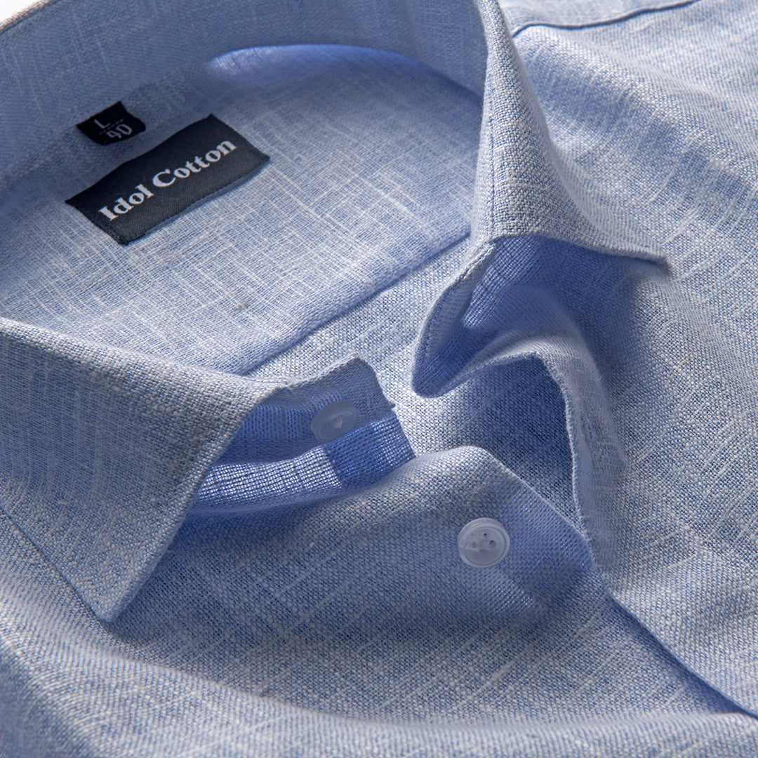 Sky Blue with White Thred Linen Shirts