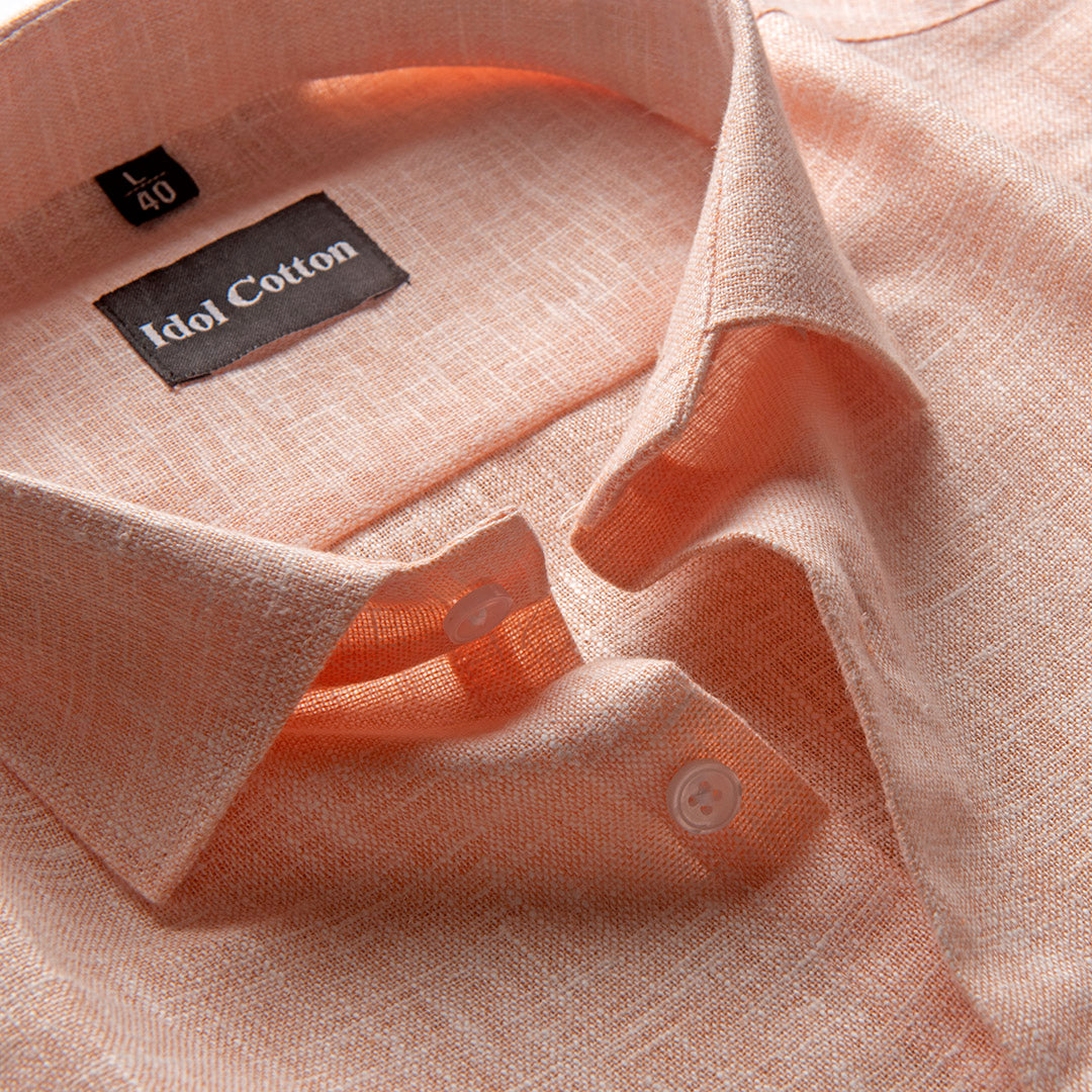 Dark Peach with White Thred Linen Shirts